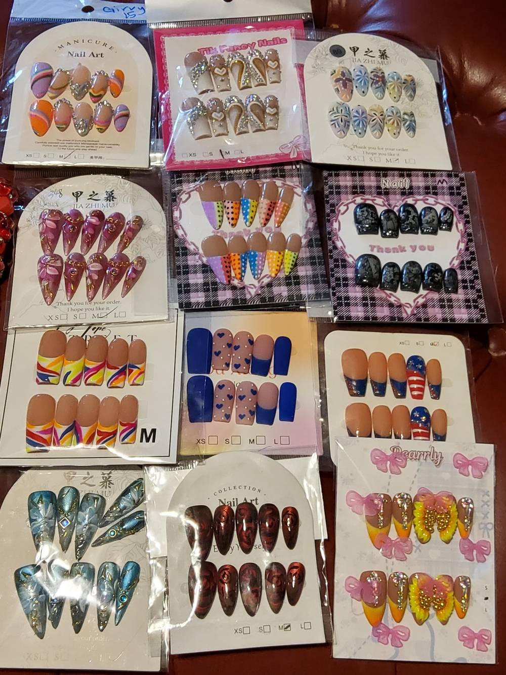 12 Sets Primeum Press Ons . Bidi , Jia And More SZ M